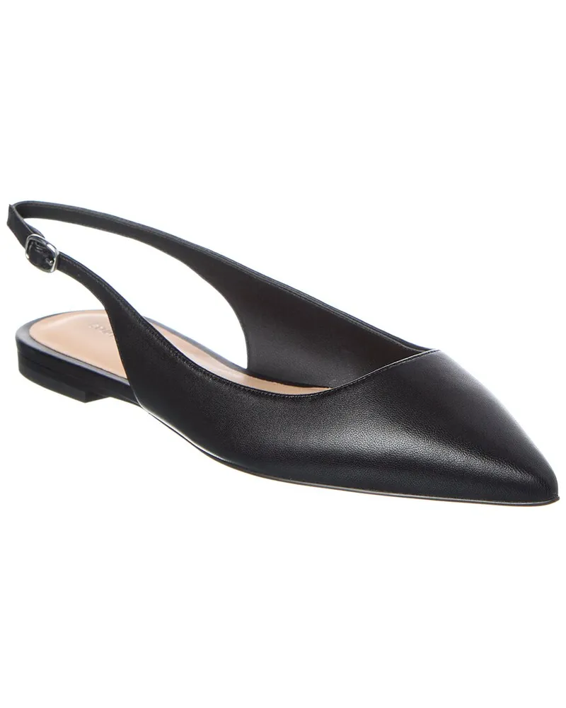 Stuart Weitzman Mara Leather Slingback Flat Black