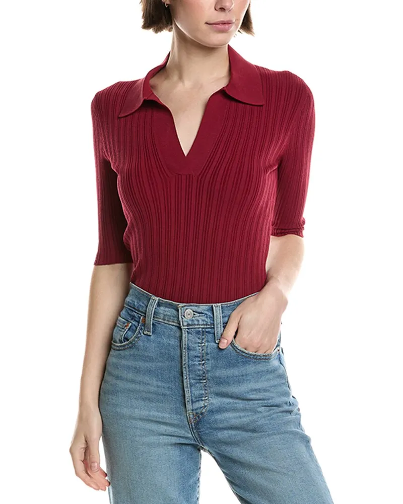 7 for all mankind Elbow Sleeves Henley Red