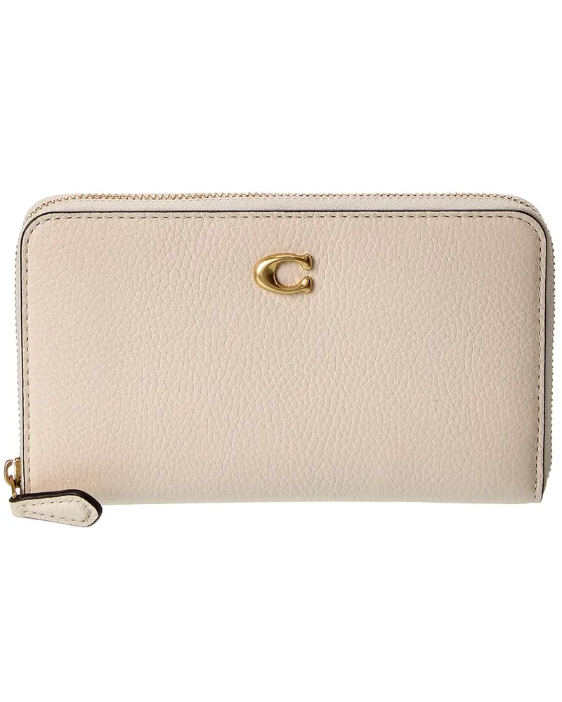 Coach Essential Medium Zip Leather Wallet White