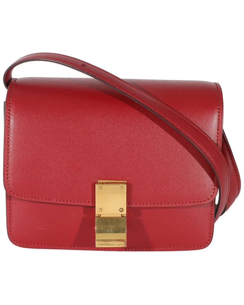 Celine Red Calfskin Small Classic Box Bag (Authentic Pre-Loved Nocolor