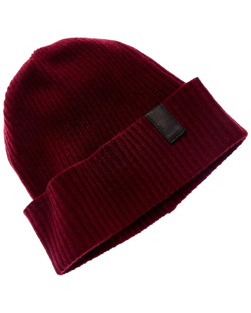 portolano  Leather-Trim Cashmere Hat Red