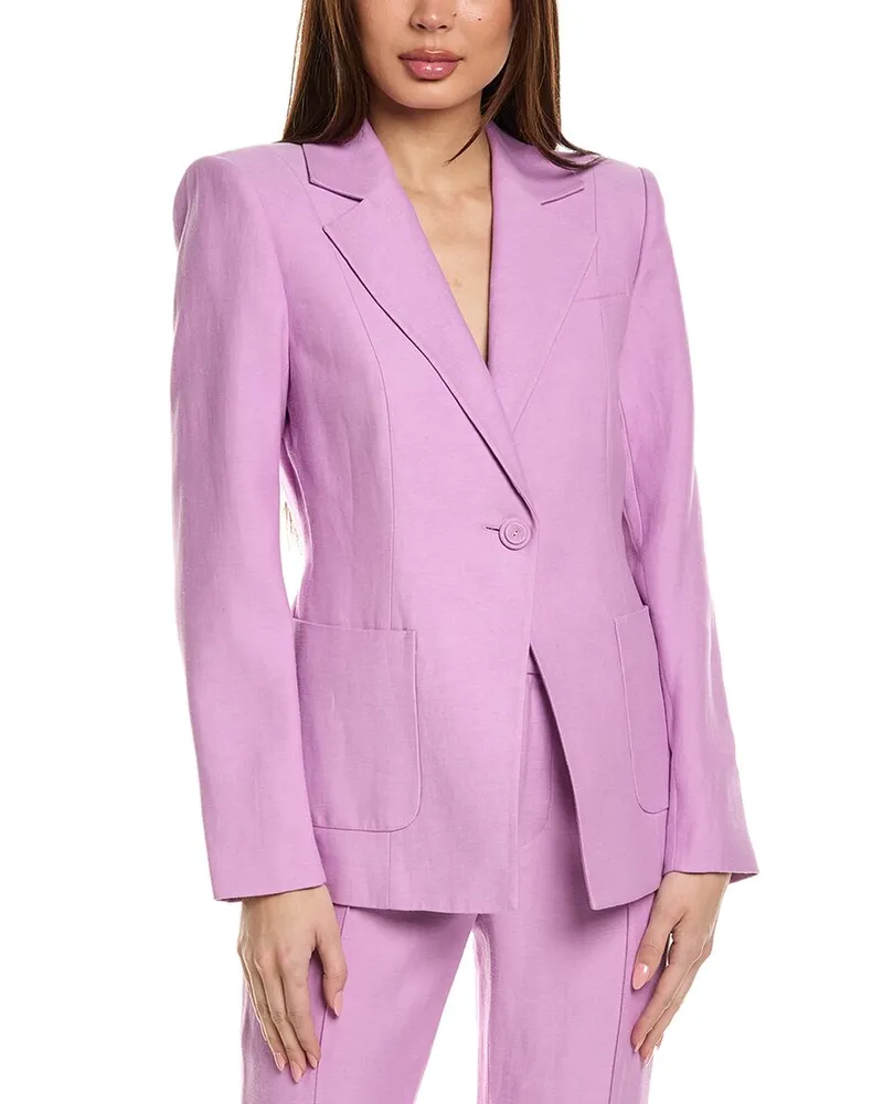 Alexis Leanne Linen-Blend Jacket Purple