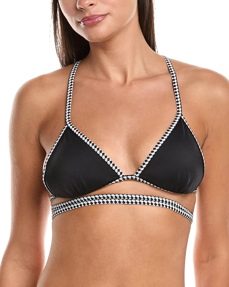 lemlem Lena Wrap Triangle Bikini Top Black