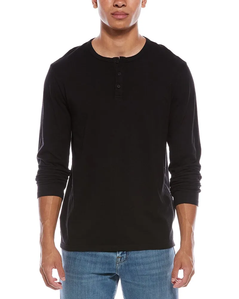 Vince Garment Dye Henley Shirt Black