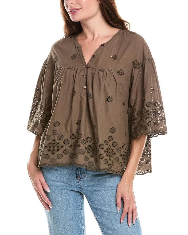 Michael Stars Gloria Flutter Top Green