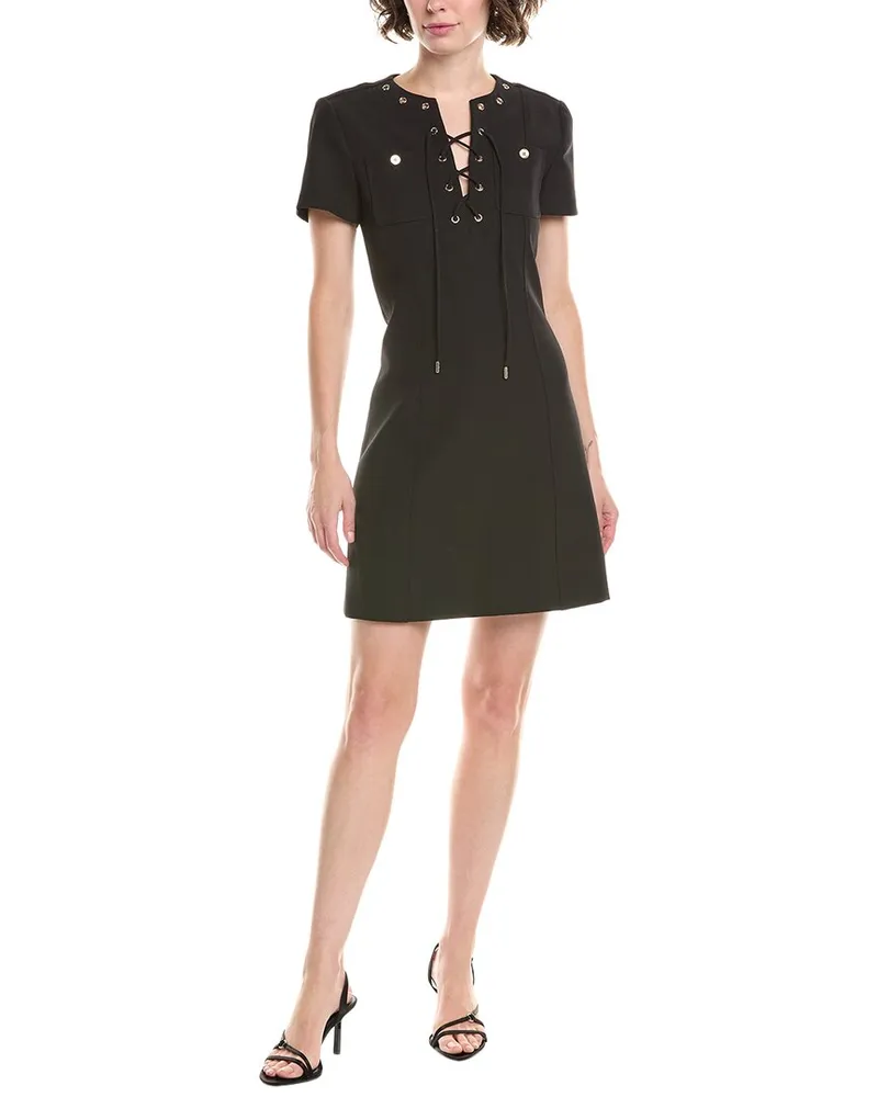 Michael Kors Lace-Up Mini Dress Black