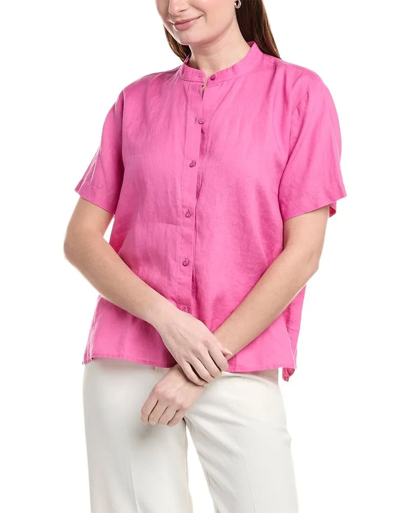 Eileen Fisher Mandarin Collar Linen Shirt Nocolor