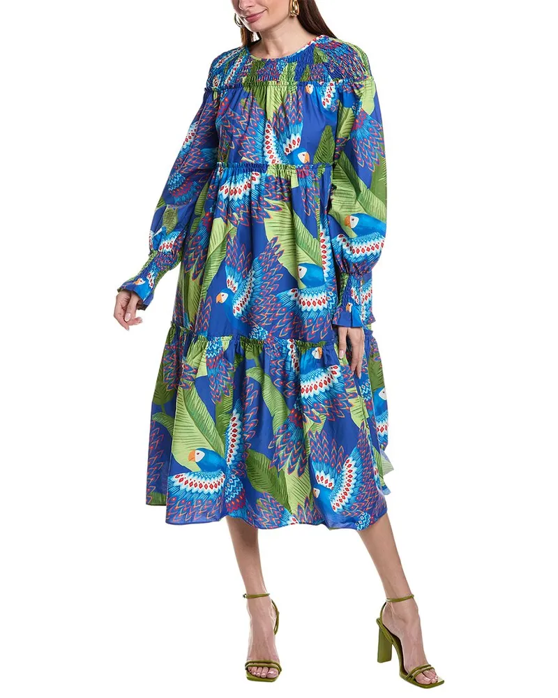 FARM Rio Macaw Midi Dress Blue