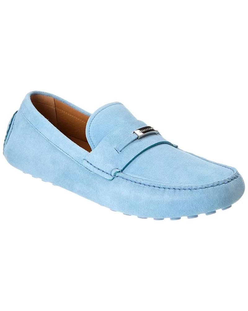 Ferragamo Grenoble Crosta America Suede Loafer Blue