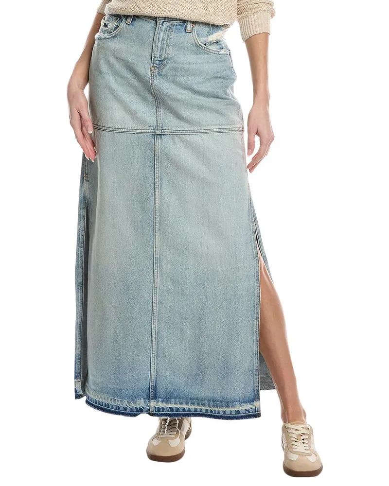RE/DONE Mid-Rise Split Skirt Blue