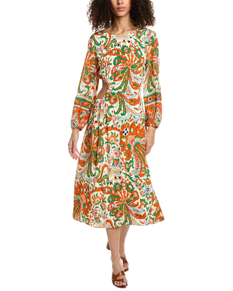 ba&sh 3/4-Sleeve Midi Dress White
