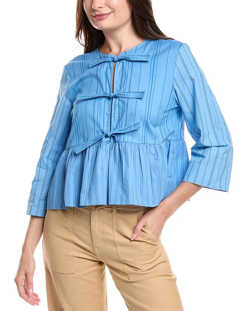 Ganni Peplum Blouse Blue