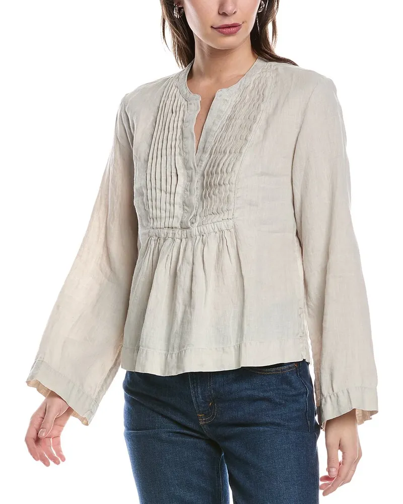 James Perse Pintuck Linen Top White