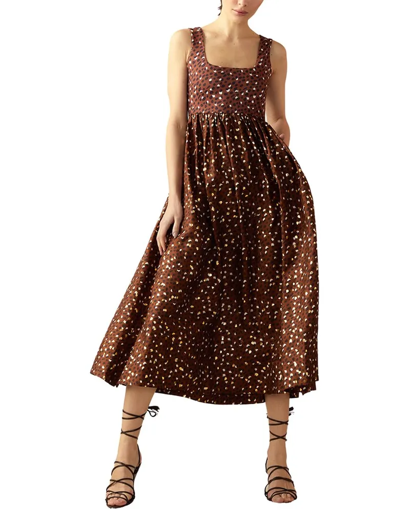 Cynthia Rowley Gold Foil Silk-Trim Isla Dress Nocolor