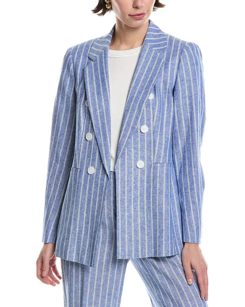 Anne Klein Linen-Blend Blazer Blue