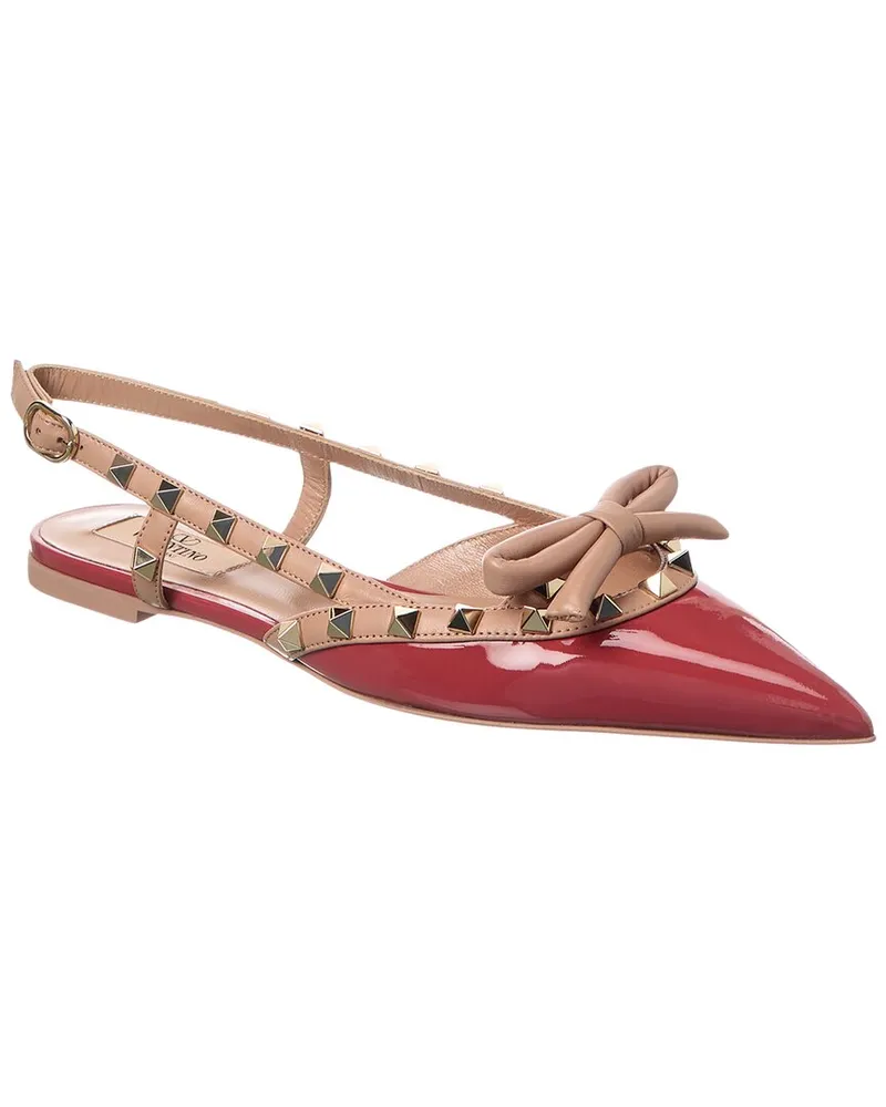Valentino Garavani Rockstud Bow Patent Slingback Ballerina Flat Pink
