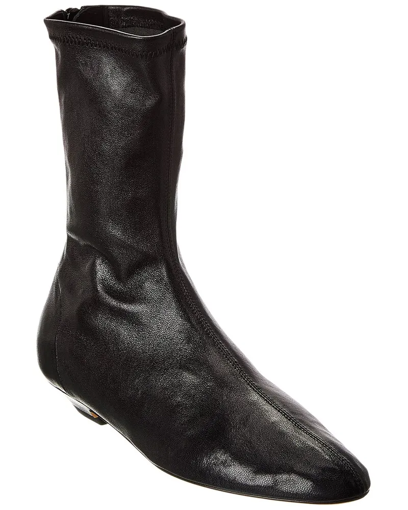 KHAITE The Apollo Leather Bootie Black