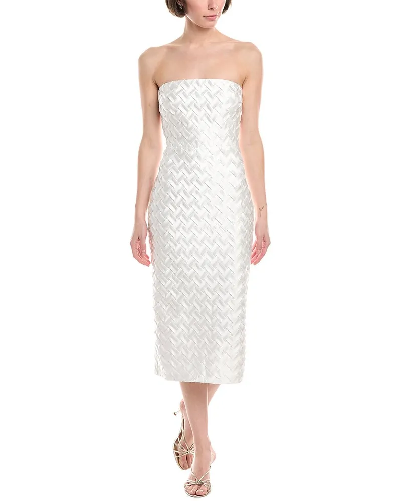 Amanda Uprichard Arley Basketweave Satin Midi Dress White