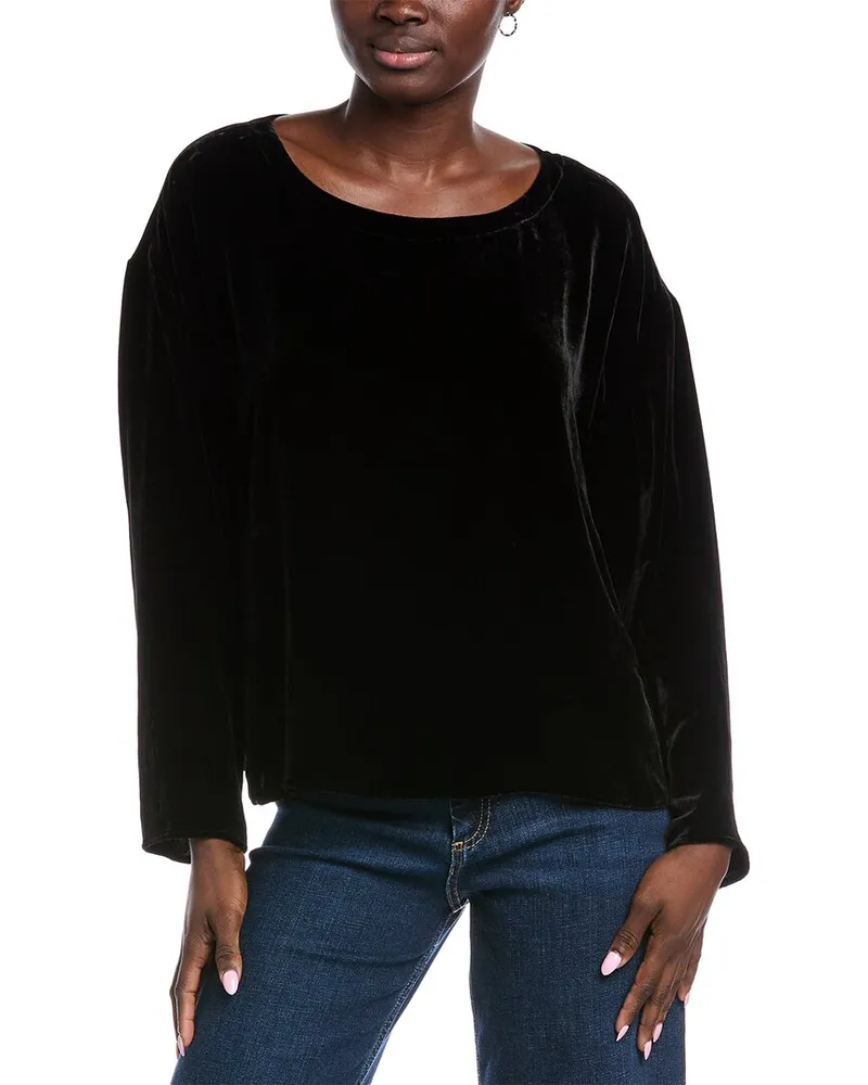 Eileen Fisher Ballet Neck Velvet Top Black