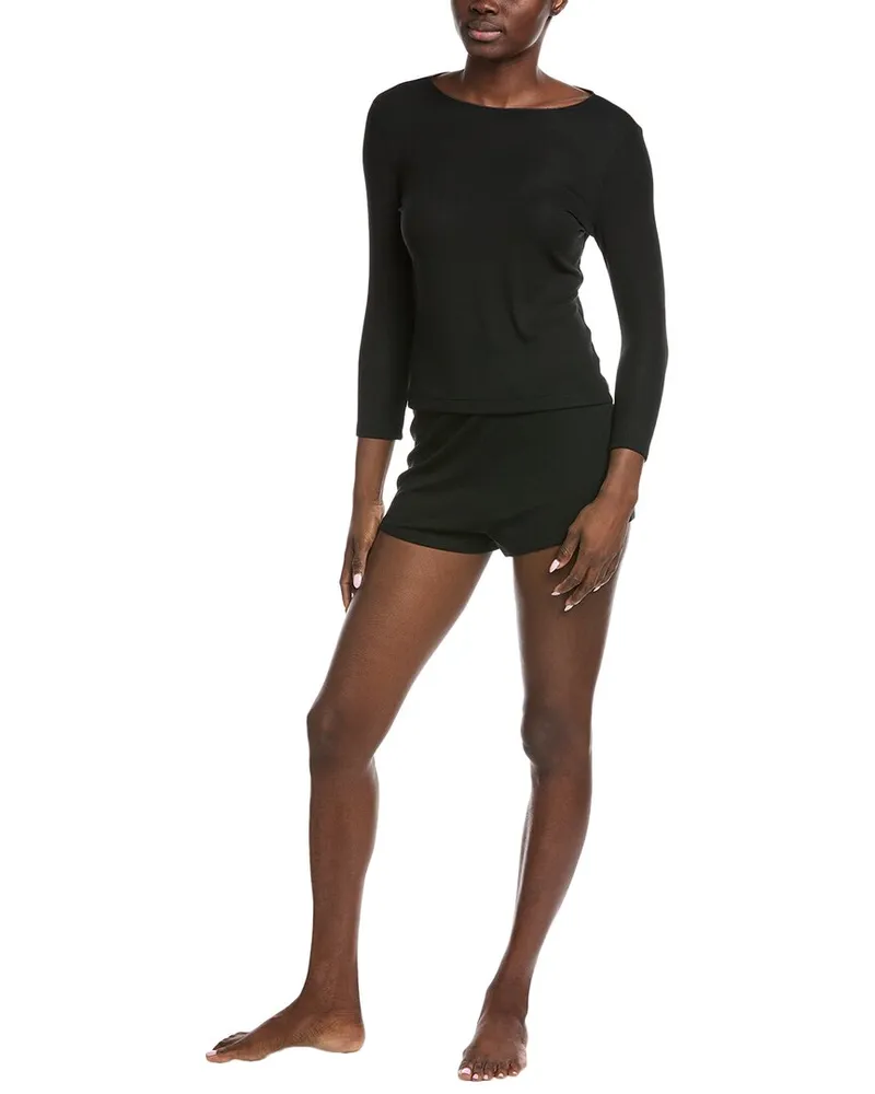 NATORI 2pc Rib Essential Pajama Set Black