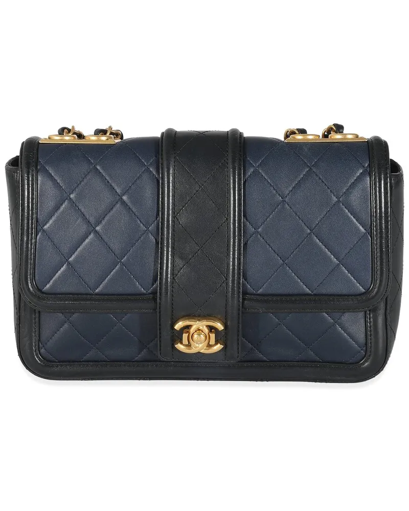Chanel Black & Blue Quilted Lambskin Medium Elegant CC Flap Bag (Authentic  Pre-Loved Nocolor