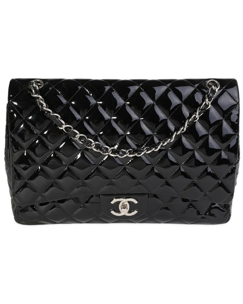 Chanel Black Quilted Patent Leather Maxi Classic Double Flap Bag (Authentic  Pre-Loved Nocolor