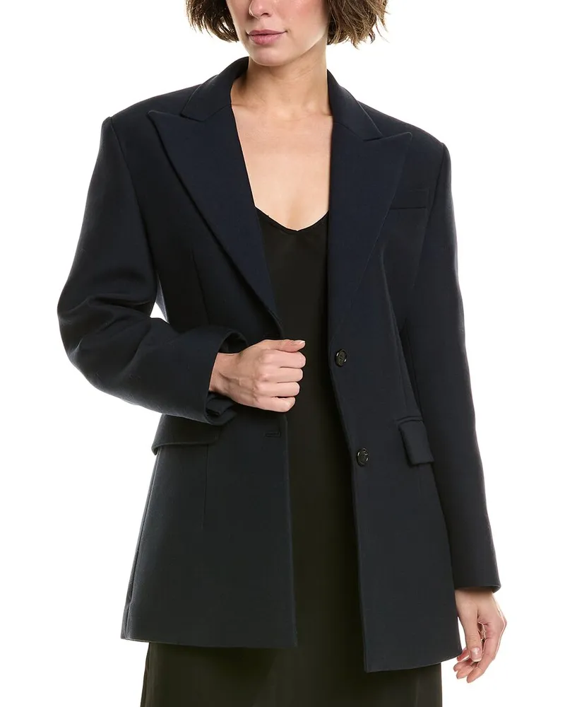 Michael Kors Gabardine Sculpted Wool & Silk-Blend Blazer Blue