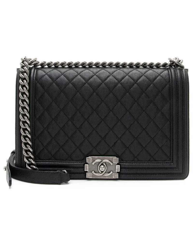 Chanel Black Quilted Caviar Leather Medium Boy Crossbody (Authentic Pre-Loved Nocolor