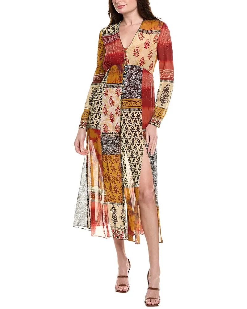 Saloni Chiffon Shirtdress Red