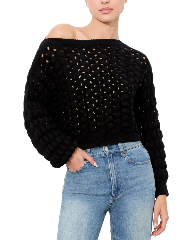 Alice + Olivia Allene Wool-Blend Sweater Black
