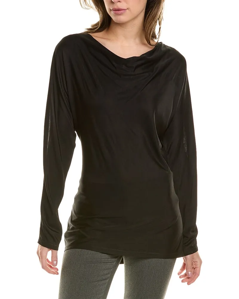 DKNY Cowl Mesh Inset Top Black