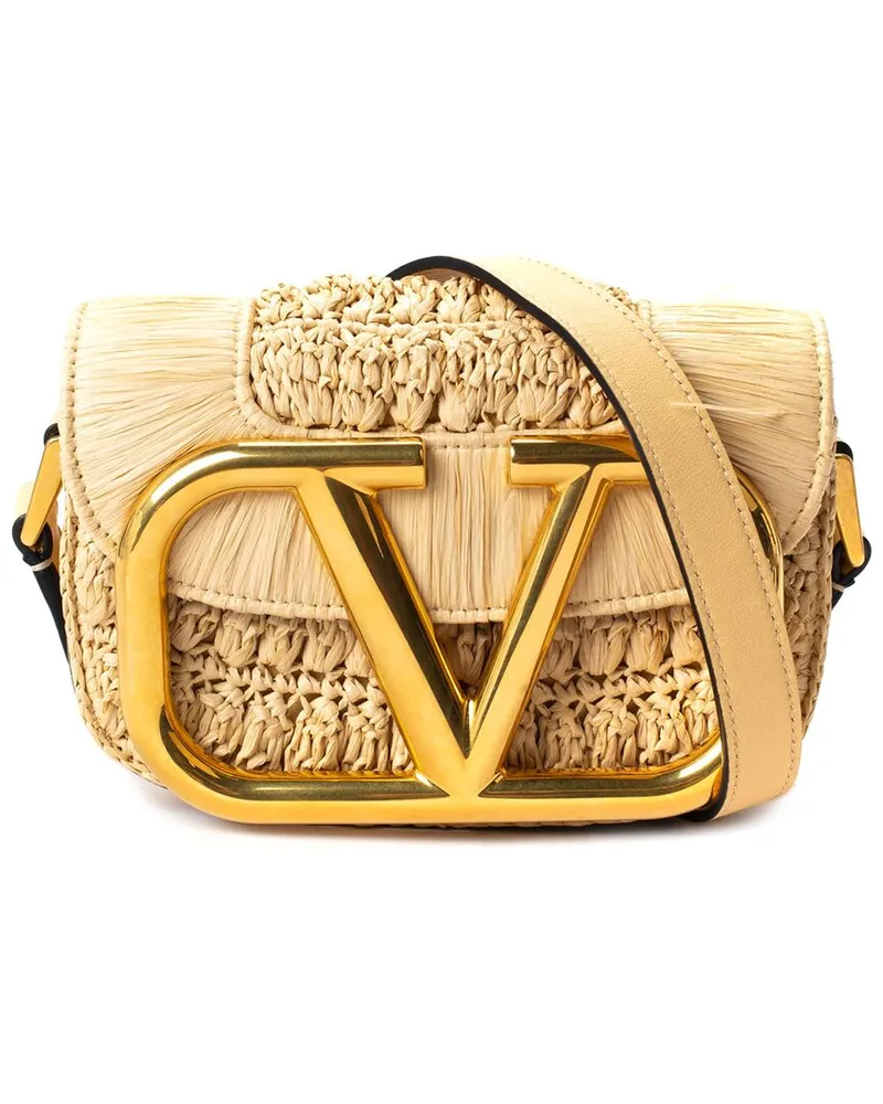 Valentino Garavani Beige Raffia Supervee Crossbody (Authentic Pre-Loved Nocolor