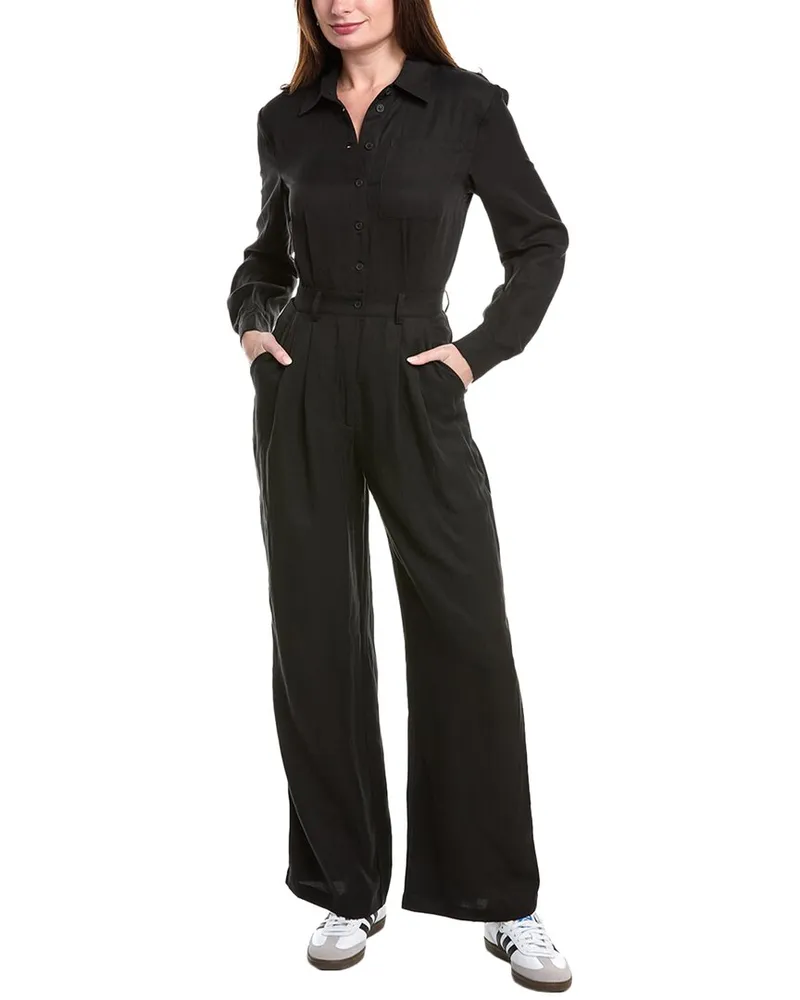 Bardot Zarri Linen-Blend Jumpsuit Black