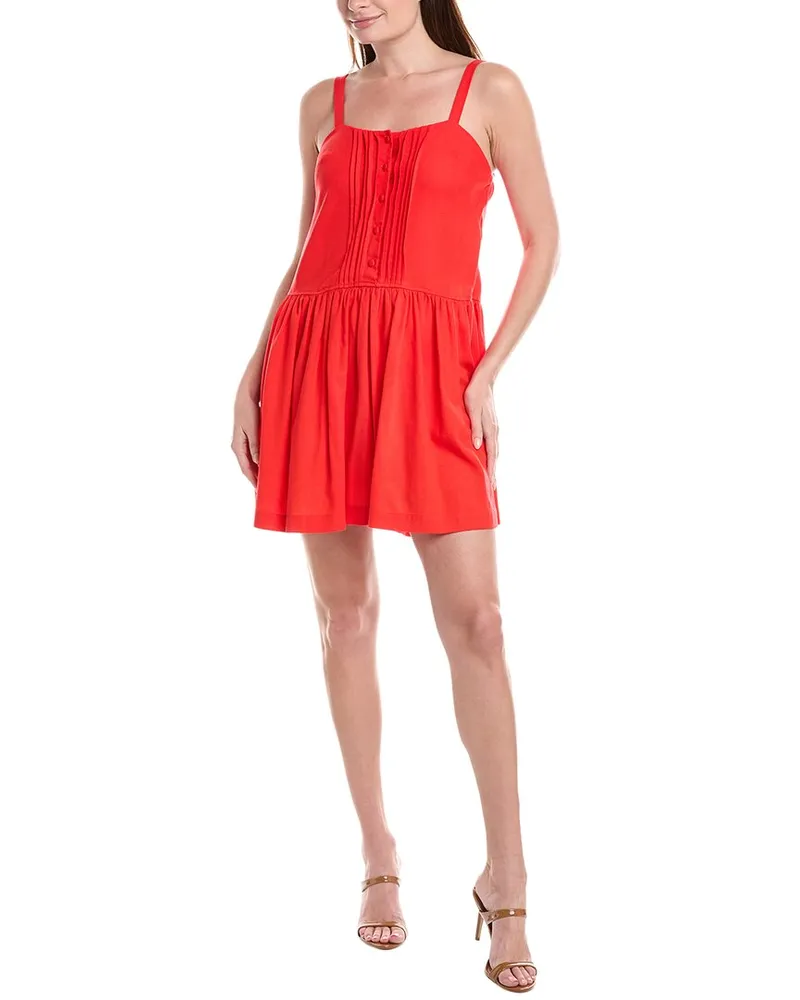taylor Linen-Blend Mini Dress Red