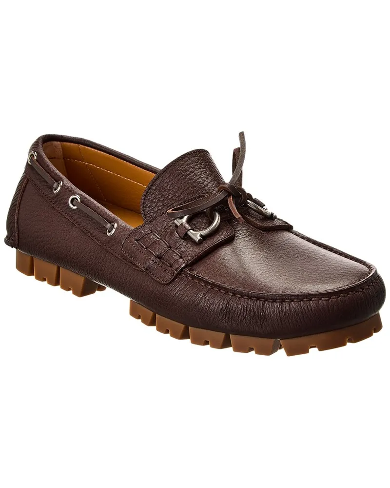 Ferragamo Giosue Leather Loafer Red