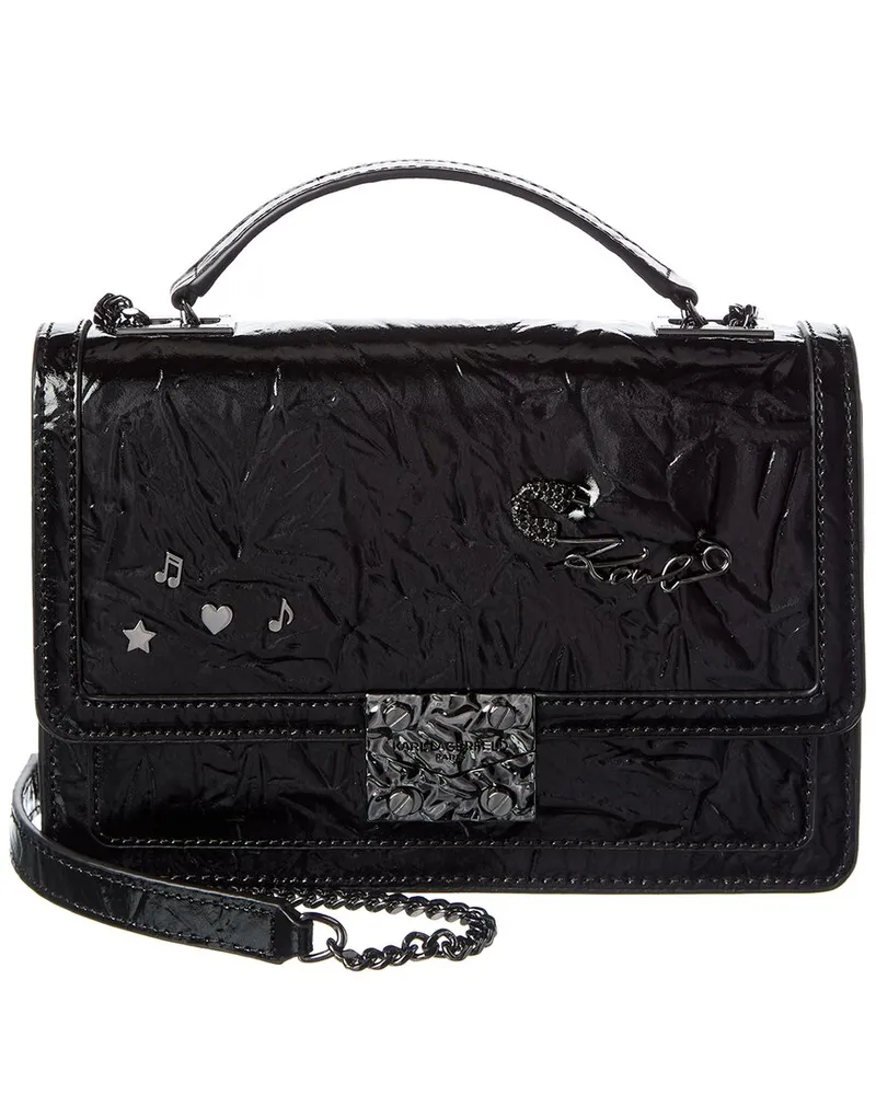 Karl Lagerfeld Corinne Medium Leather Shoulder Bag Black