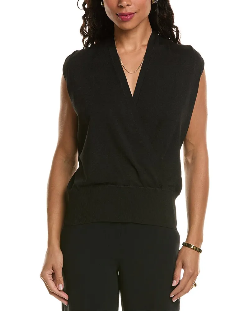 Elie Tahari Faux Wrap Sweater Black