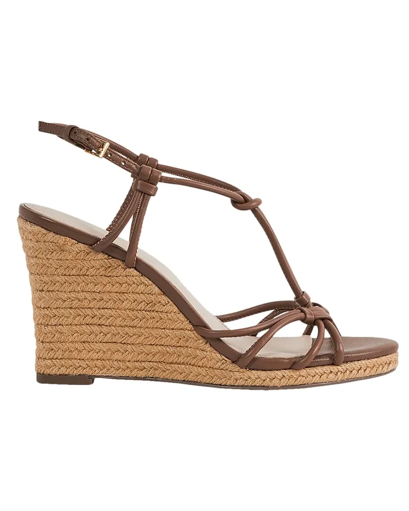 Reiss Isabella Leather Knot Wedge Beige