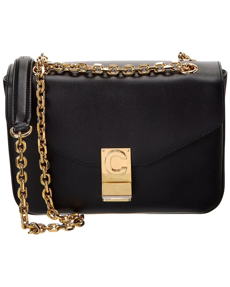 Celine C Medium Leather Shoulder Bag (Authentic Pre-Loved Black