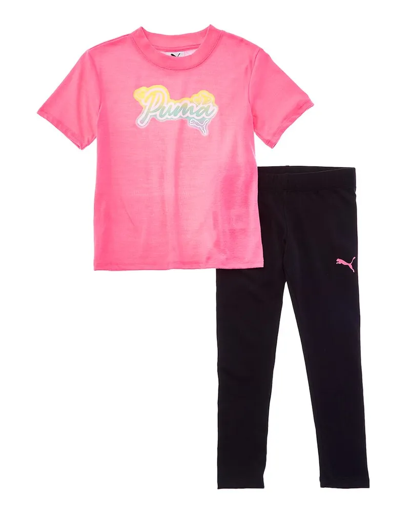 Puma 2pc Jersey T-Shirt & Legging Set Pink