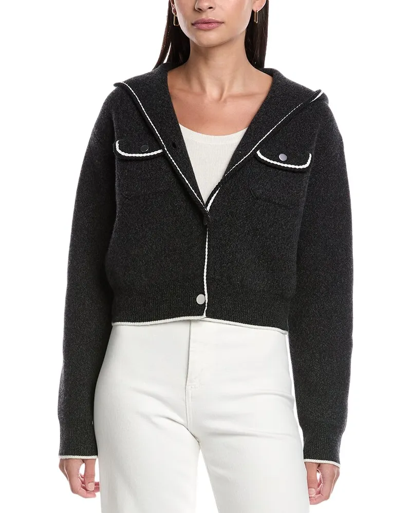 Theory Felted Wool & Cashmere-Blend Cardigan Black