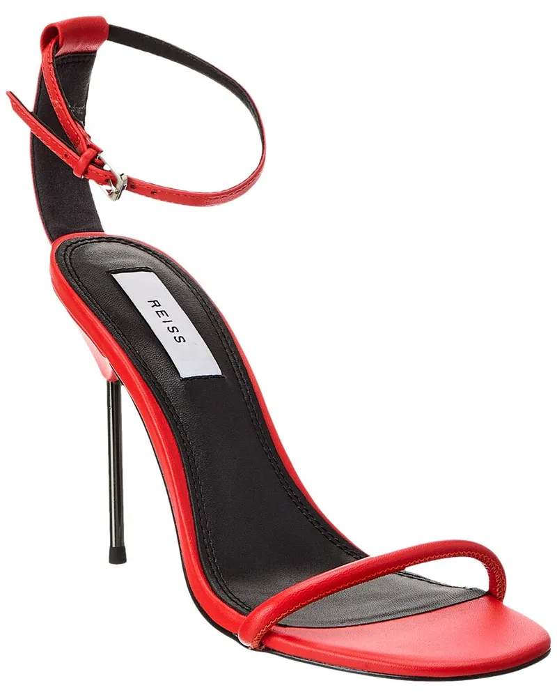 Reiss Carey Leather Strappy Pin Heel Sandal Orange