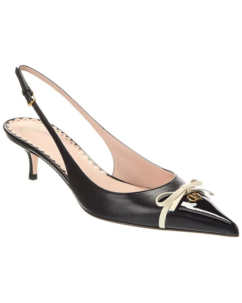 Valentino Garavani Bow Detail 45 Leather Slingback Pump Black