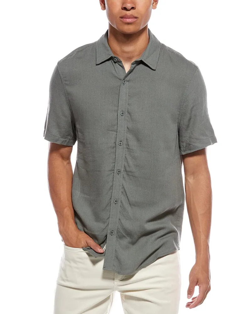 Onia Standard Linen-Blend Shirt Green