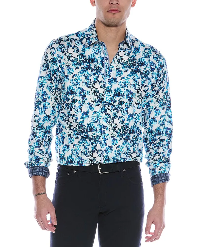 Robert Graham Newman Classic Fit Woven Shirt Blue