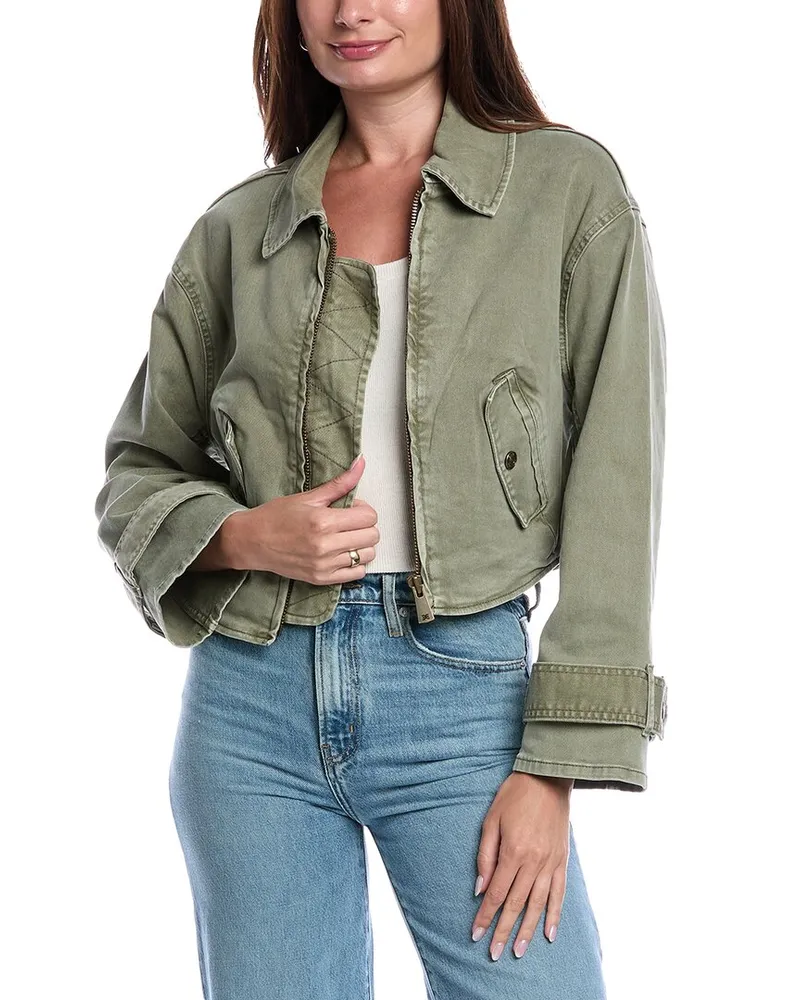 Sam Edelman Mesa Cropped Moto Jacket Green