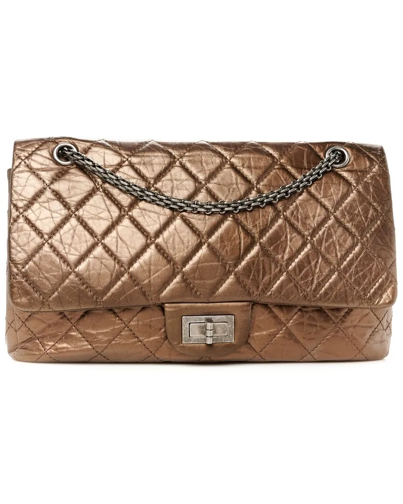 Chanel Bronze Metallic Calfskin Leather Metallic Aged Quilted 2.55 Reissue 227  Flap (Authentic Pre-Loved Nocolor