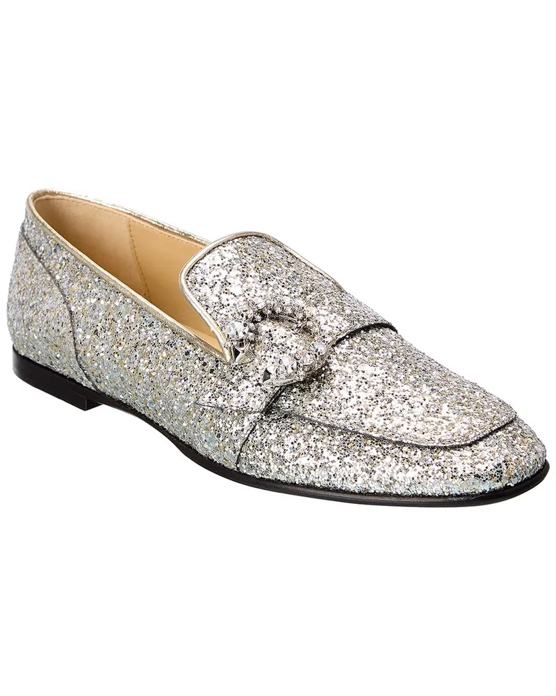 Jimmy Choo Mani Glitter Loafer Silver