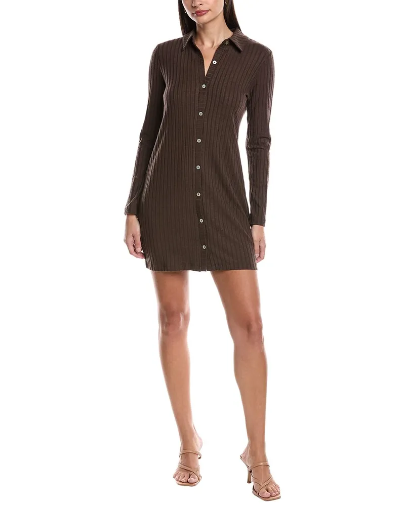Michael Stars Kayla Button-Down Cardigan Dress Brown