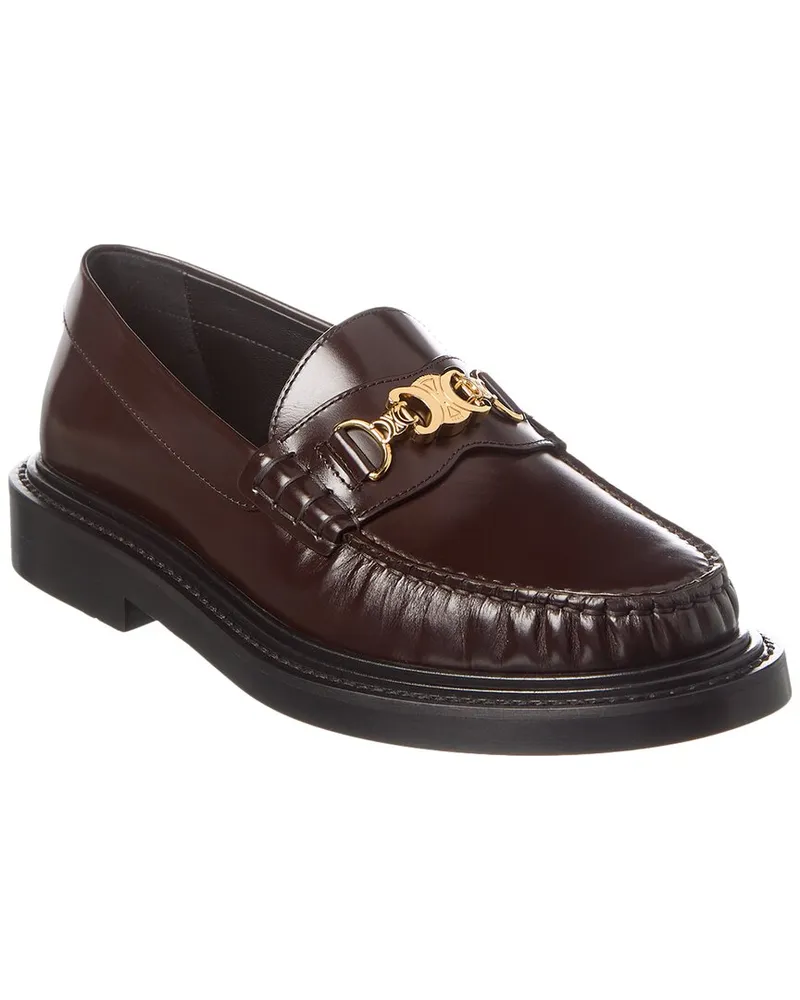 Celine Triomphe Chain Leather Loafer Brown